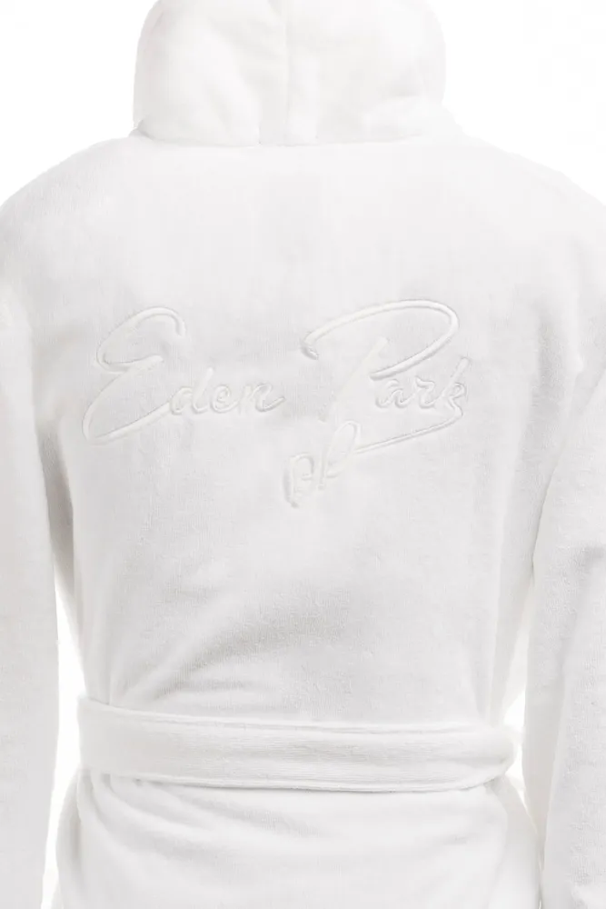 Peignoir en coton éponge blanc brodé – Bild 4