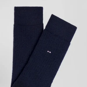 Alternative view of Chaussettes unies en coton côtelé marine