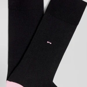 Alternative view of Chaussettes en coton mélangé noires à renforts roses