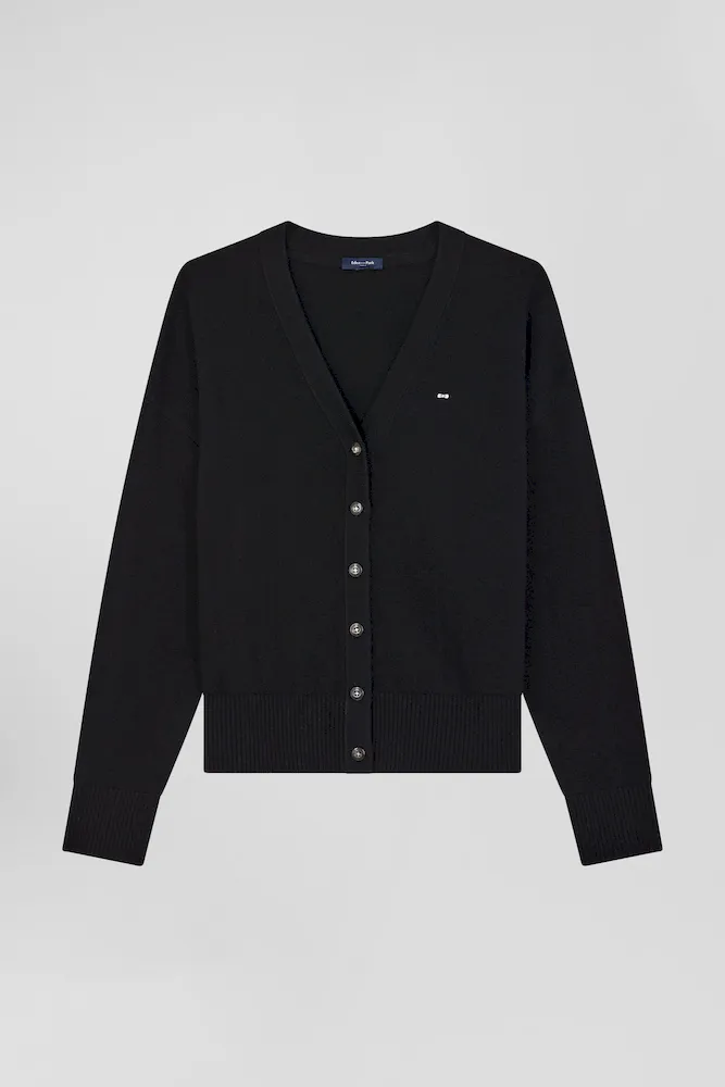 Cardigan En Laine Et Coton Gris Anthracite Coupe Relaxed