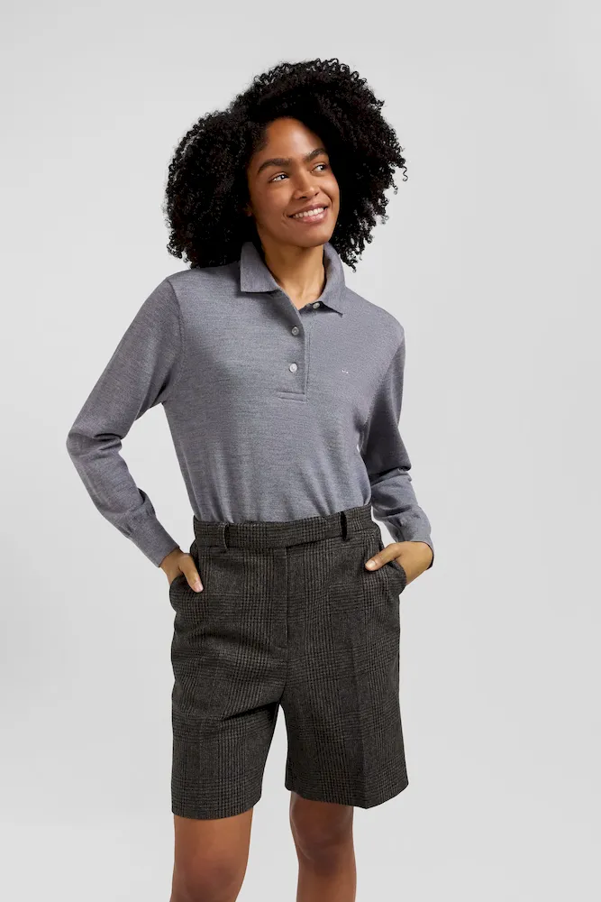 Pull femme col maillot en laine gris chiné coupe Regular – Bild 3