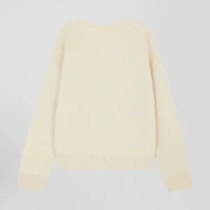 Alternative view of Pull col V en laine et cachemire écru coupe Relaxed