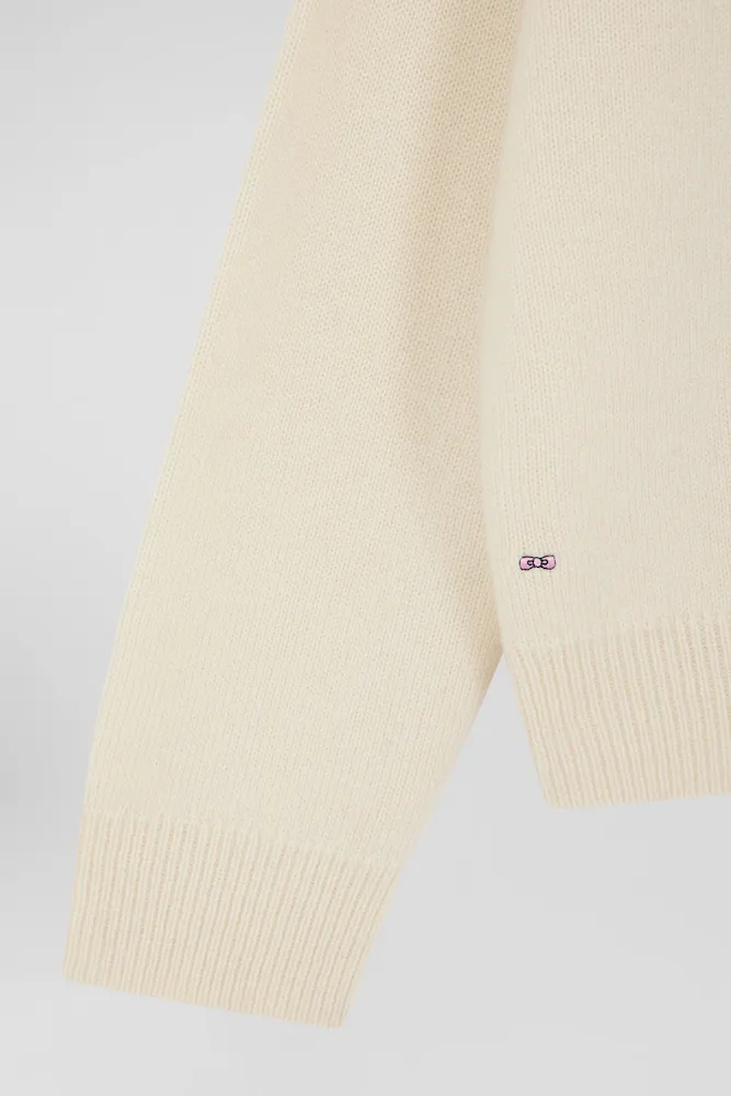 Pull col V en laine et cachemire écru coupe Relaxed – Bild 4