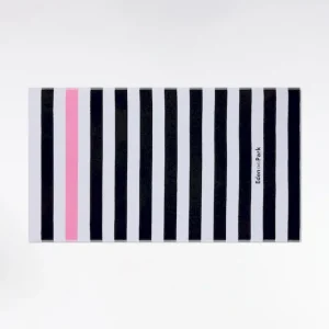 Drap de plage rayé en coton éponge marine