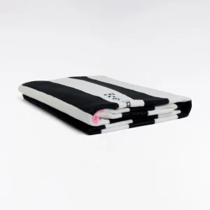 Alternative view of Drap de plage rayé en coton éponge marine