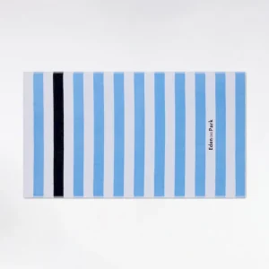 Drap de plage rayé en coton éponge ciel