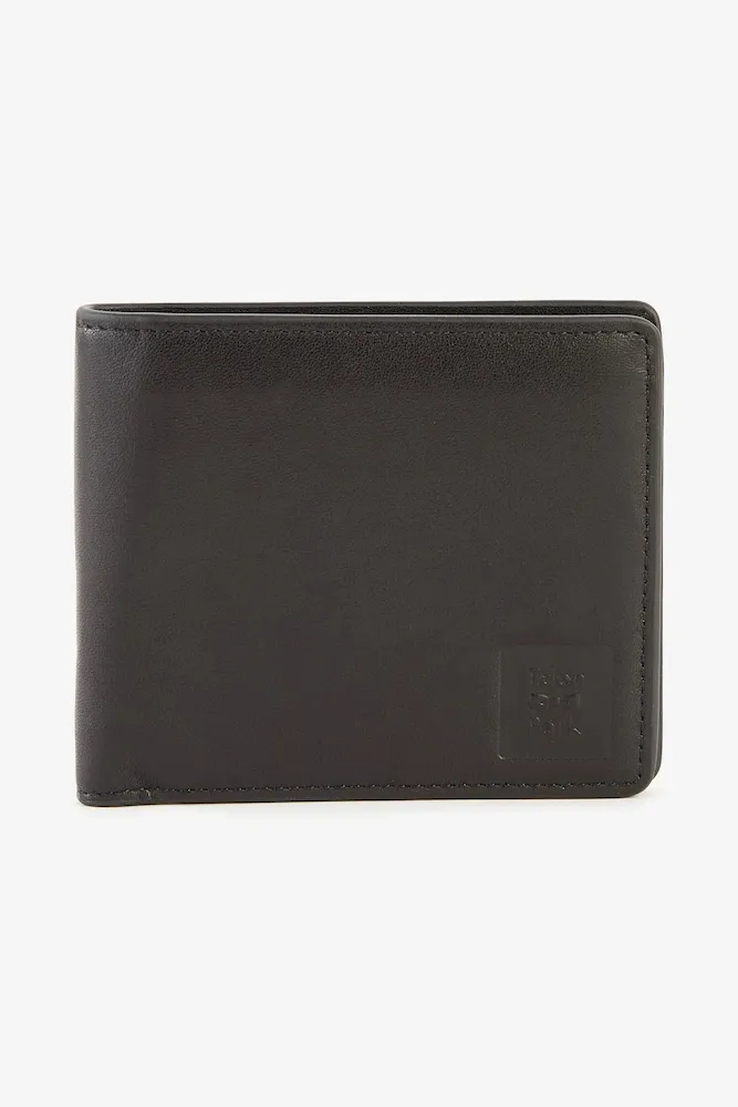 Portefeuille format italien en cuir noir