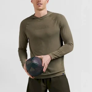 Sweatshirt à capuche à manches cerclées kaki