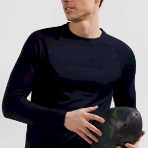 T-shirt de sport manches longues à détails cerclés bleu marine