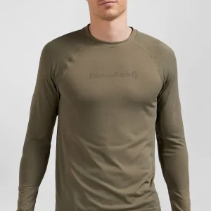 T-shirt de sport manches longues à détails cerclés kaki