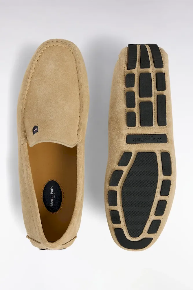 Mocassins En Cuir Suédé Beige