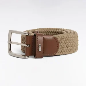 Ceinture textile élastiquée beige