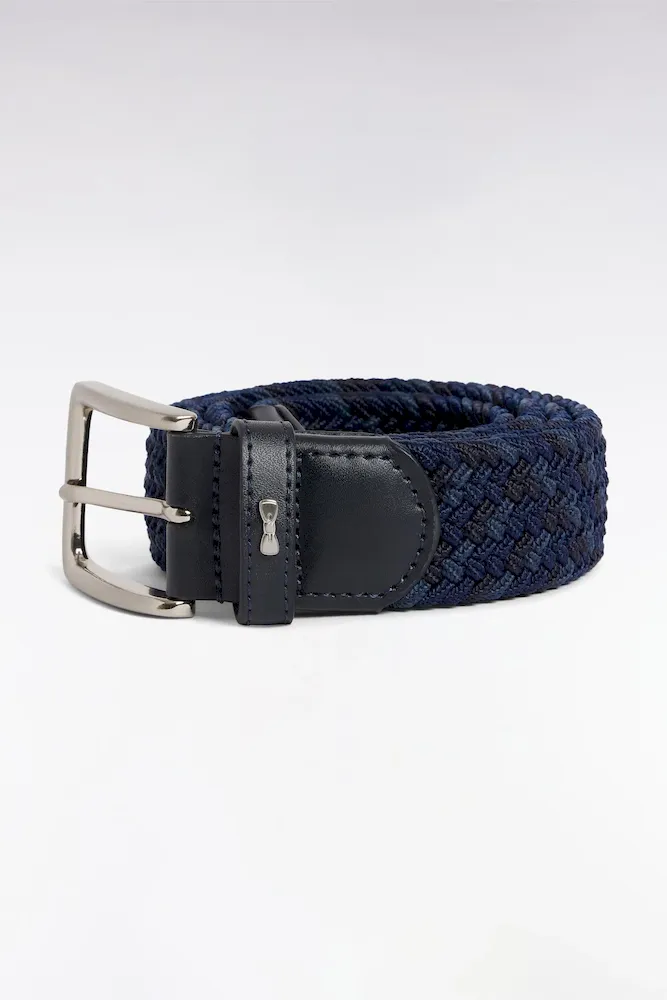 Ceinture textile élastiquée tricolore marine