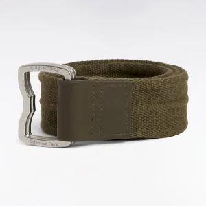 Ceinture en cuir et textile kaki à boucle nœud papillon