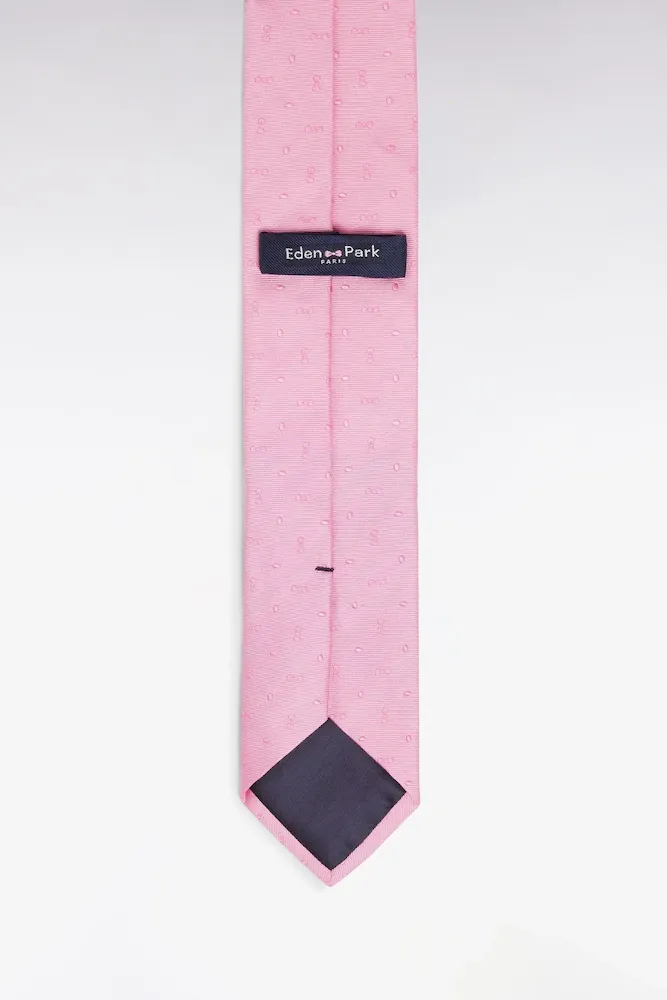 Cravate en soie rose à micromotifs nœuds papillon – Bild 2