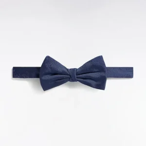 Noeud papillon en soie bleu à micromotifs