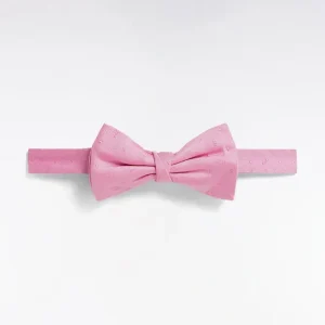 Noeud papillon en soie rose à micromotifs