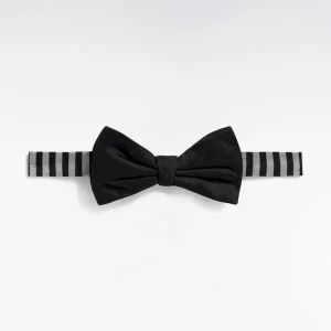 Noeud papillon en soie noir collier rayé