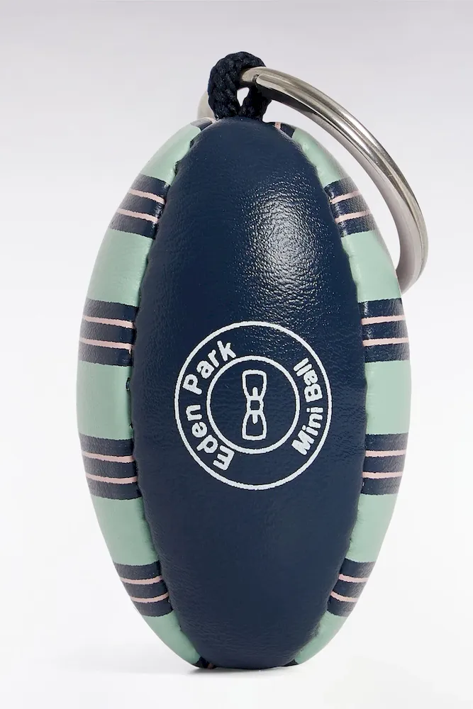 Porte-clés Ballon De Rugby à Rayures Vert D'eau Et Marine