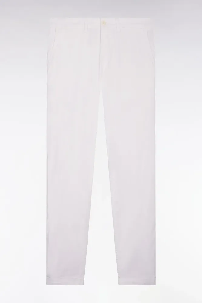 Pantalon Chino Regular En Coton Stretch Blanc
