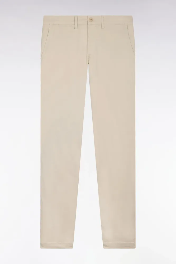 Pantalon Chino Regular En Coton Stretch Beige