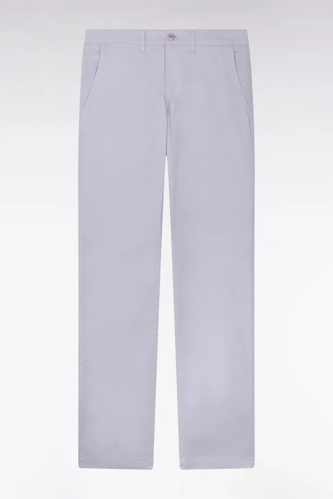 Pantalon Chino Regular En Coton Stretch Gris