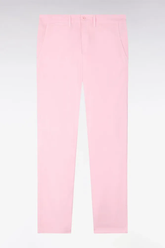Pantalon Chino Regular En Coton Stretch Rose