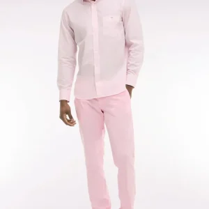 Pantalon chino en coton stretch rose coupe slim