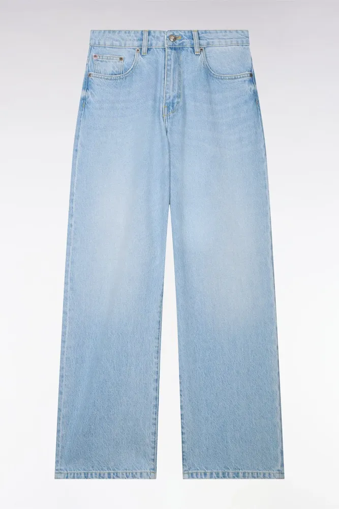 Jean en denim bleached coupe droite et large – Bild 2