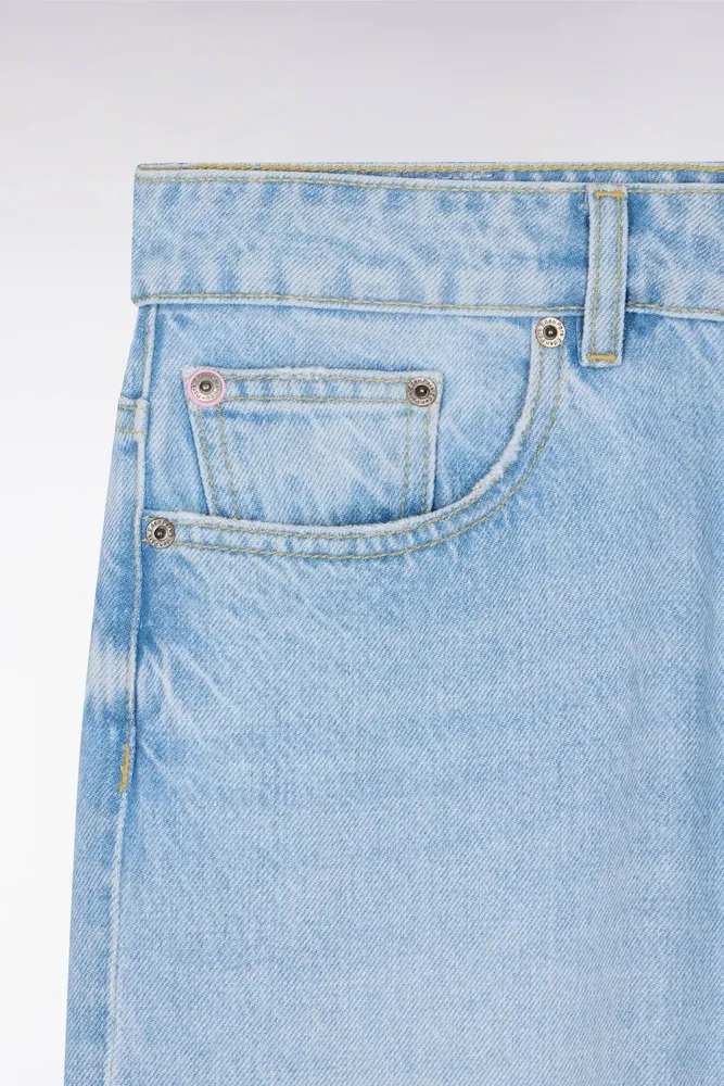 Jean en denim bleached coupe droite et large – Bild 6