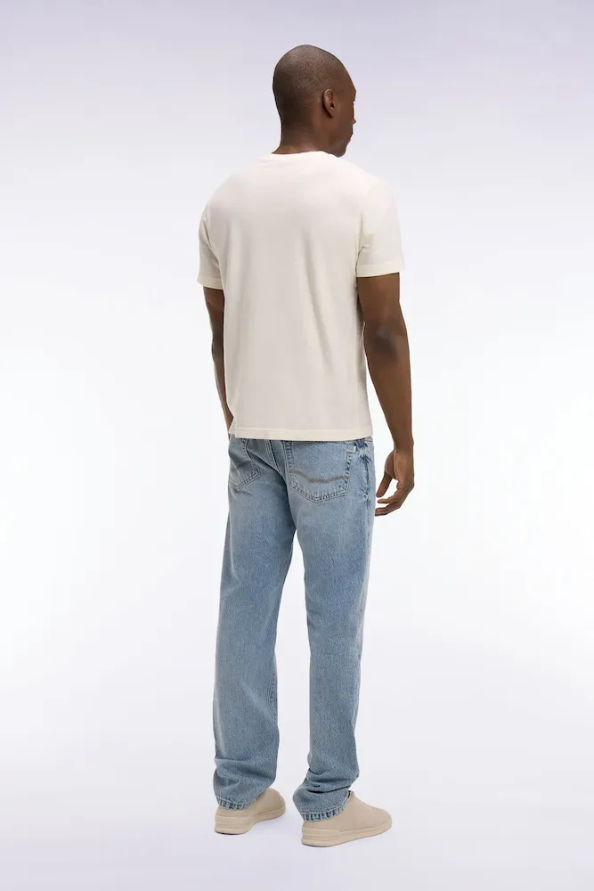 Jean en denim stretch bleu foncé stone bleach coupe regular – Bild 5