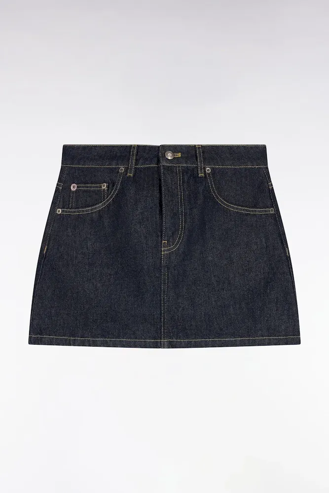 Jupe courte droite en denim brut – Bild 2