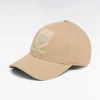 Casquette en twill de coton beige broderie écusson