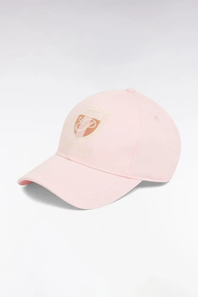 Casquette en twill de coton rose broderie écusson