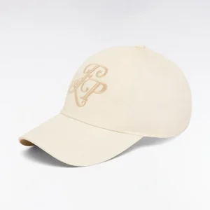 Casquette en twill de coton écru broderie initiales EP