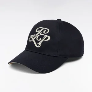 Casquette en twill de coton marine broderie initiales EP