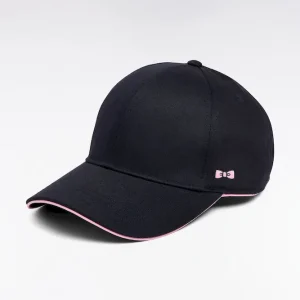 Casquette en twill de coton marine passepoil rose