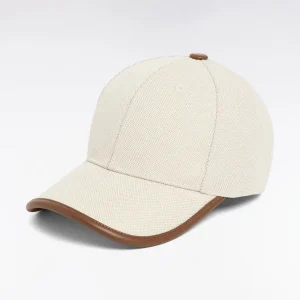 Casquette écru à passepoil marron