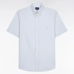 Alternative view of Chemise à manches courtes en coton fil teint ciel