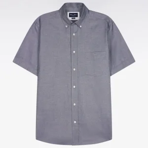 Alternative view of Chemise à manches courtes en coton fil teint marine