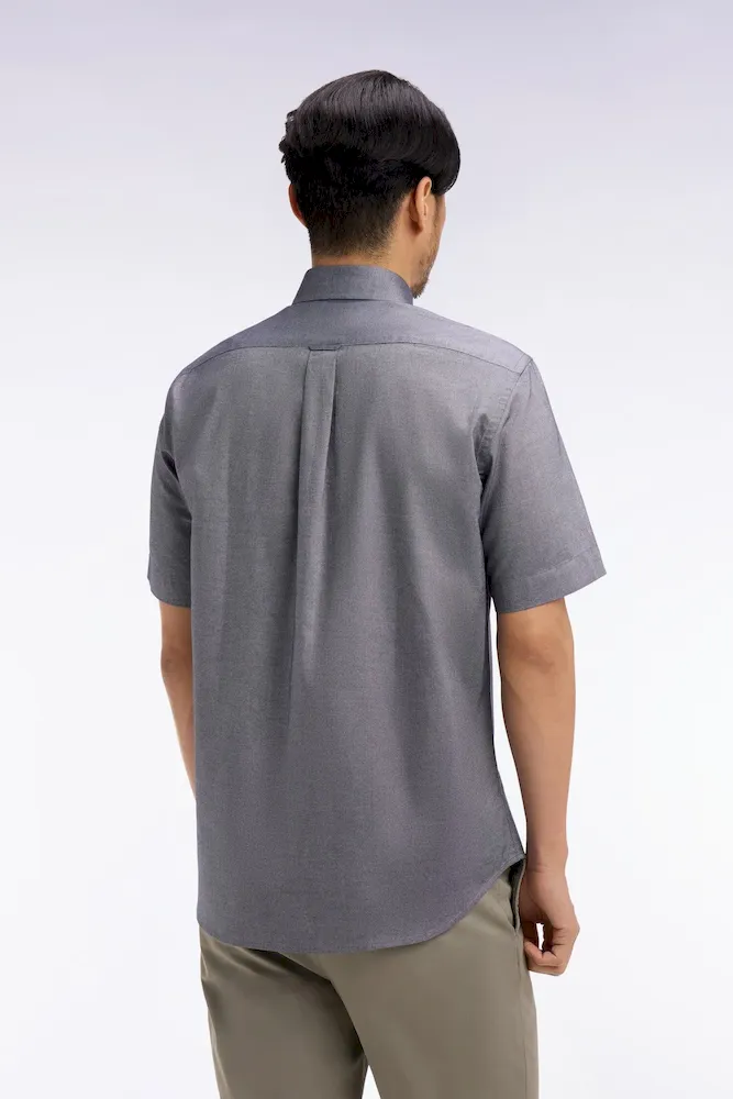 Chemise à manches courtes en coton fil teint marine – Bild 5