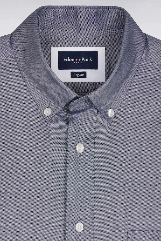 Chemise à manches courtes en coton fil teint marine – Bild 6