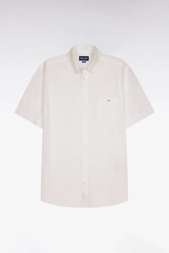 Chemise à Manches Courtes En Coton Jacquard Blanc