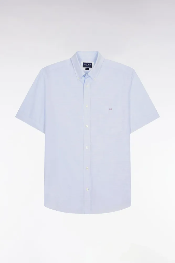 Chemise à Manches Courtes En Coton Jacquard Ciel