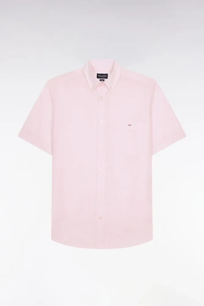 Chemise à Manches Courtes En Coton Jacquard Rose