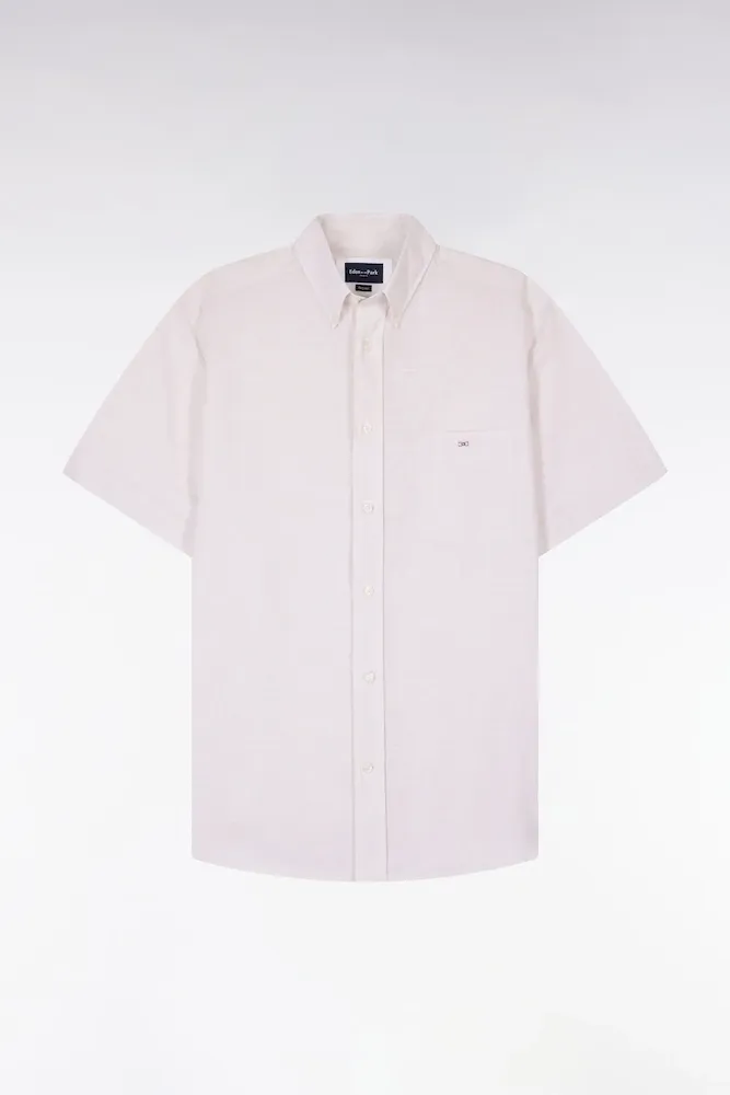 Chemise à manches courtes en coton jacquard rayé grège – Bild 2