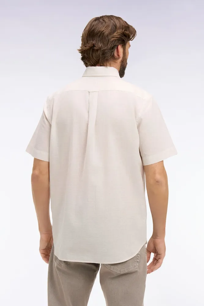 Chemise à manches courtes en coton jacquard rayé grège – Bild 5