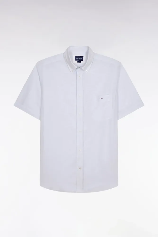 Chemise à manches courtes en coton jacquard rayé bleu ciel – Bild 2