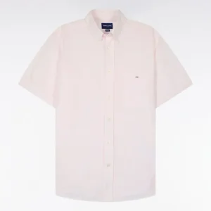 Alternative view of Chemise à manches courtes en coton jacquard rayé rose