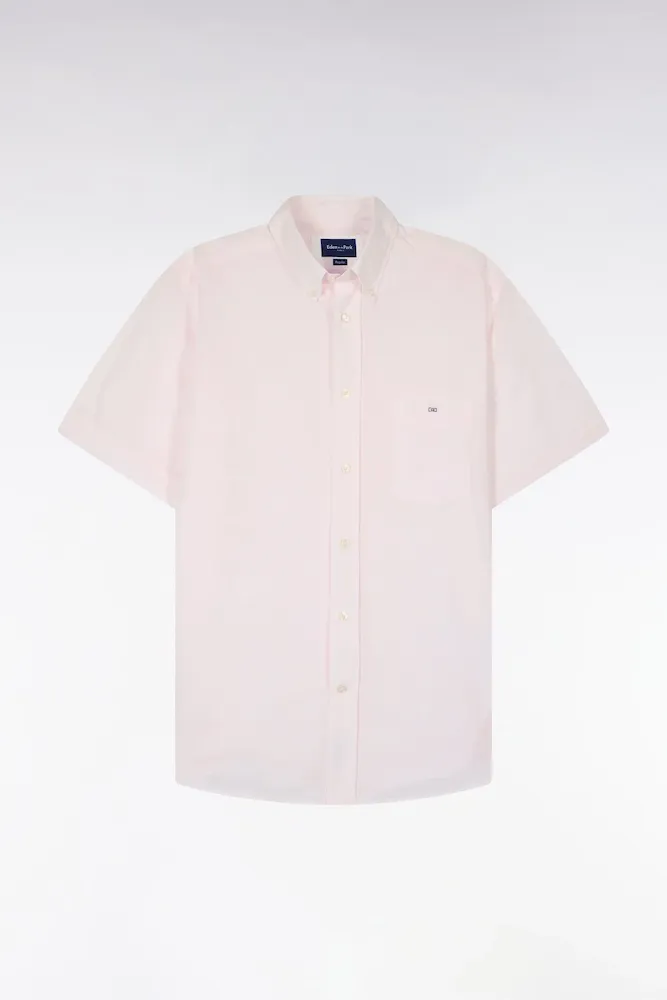 Chemise à Manches Courtes En Coton Jacquard Rayé Rose